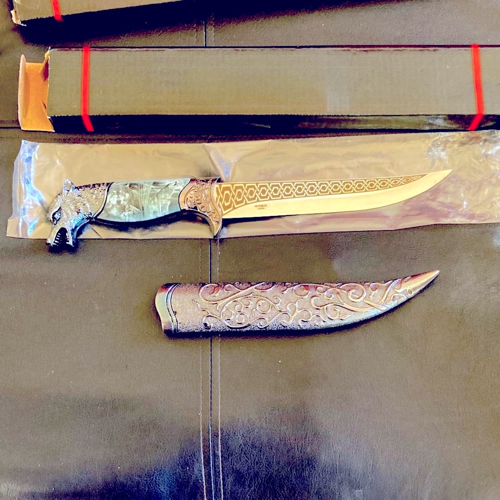 Ornate Silver and Black Decorative Knife